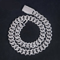 Pass Diamond Tester Rapper Jewelry Iced Out Baguette 18MM 925 Silver Hip Hop Moissanite Cuban Link Chain