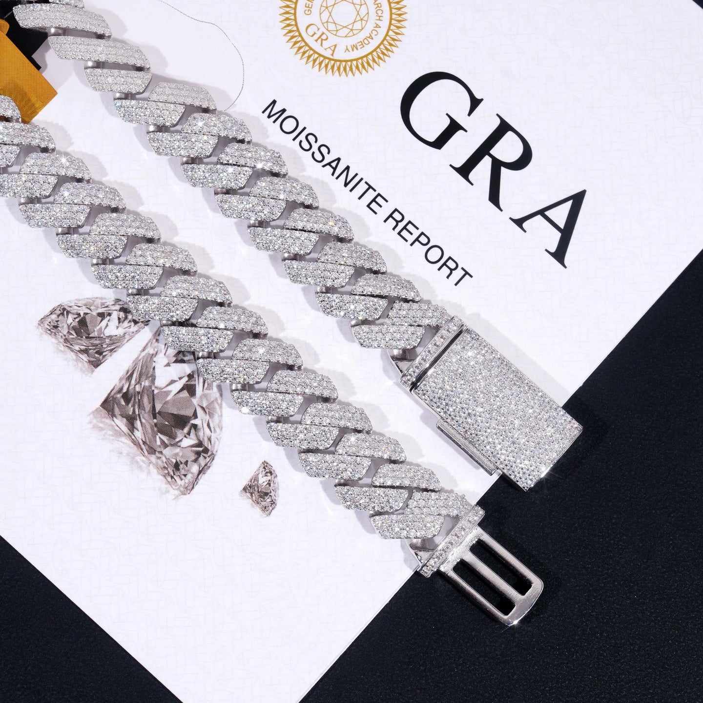 Hot Sale Hip Hip Jewelry GRA Certificate 14mm Three Row 925 Silver Moissanite Iced Out Cuban Link Chain
