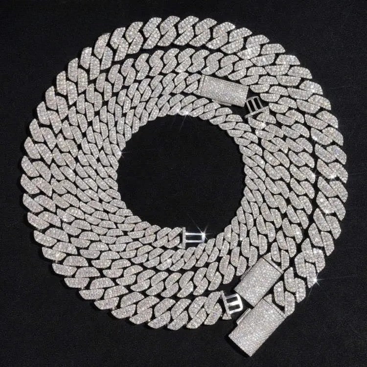 Hot Sale Rise up Moissanite Chain Pass Diamond Tester Diamonds 925 Sterling Silver Gold Plated Cuban Link Chain
