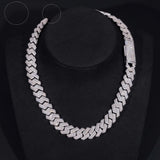 High Quality Heavy Hip Hop 15mm Width 925 Silver VVS Moissanite Iced Out Cuban Link Chain