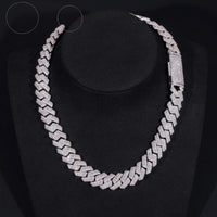 High Quality Heavy Hip Hop 15mm Width 925 Silver VVS Moissanite Iced Out Cuban Link Chain