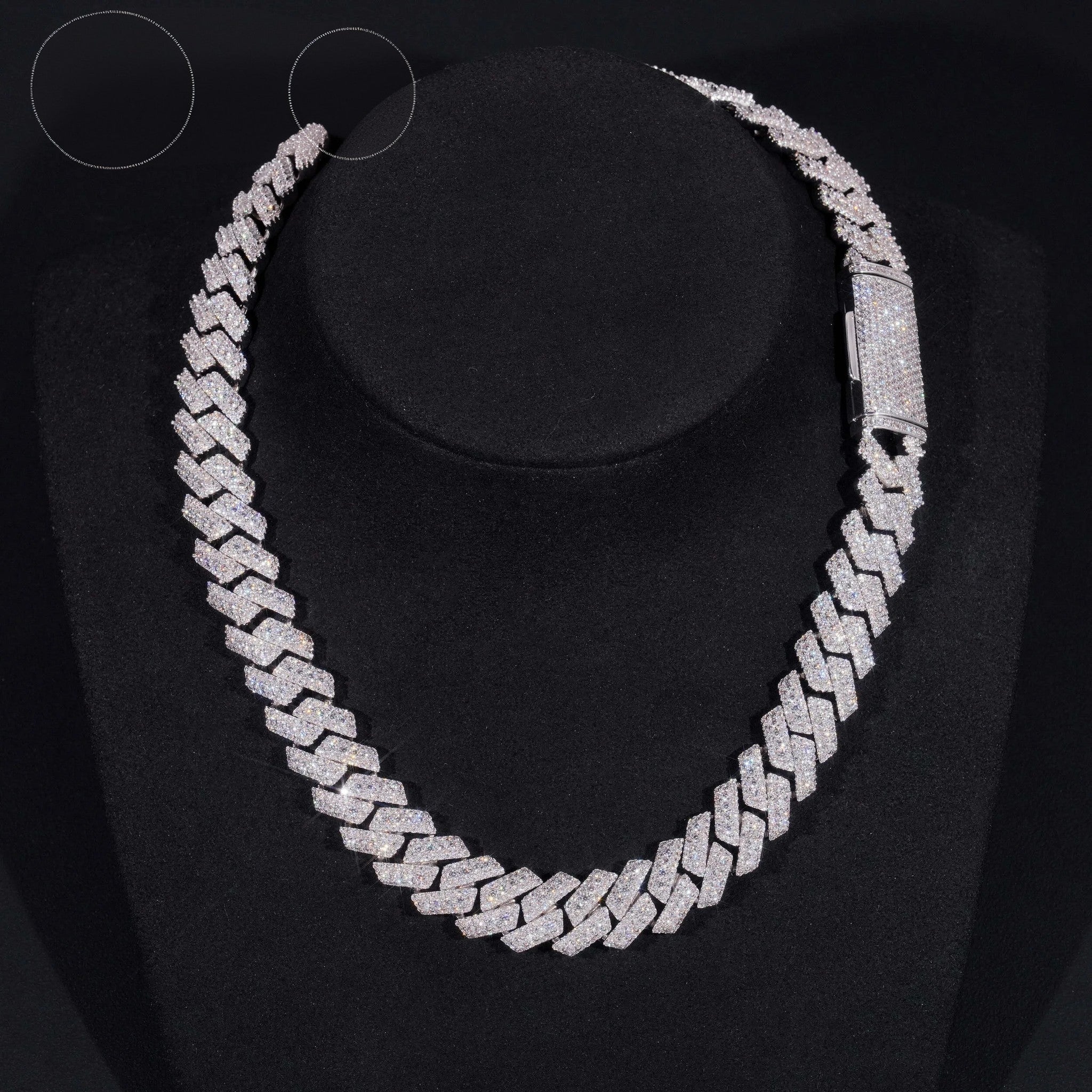 High Quality Heavy Hip Hop 15mm Width 925 Silver VVS Moissanite Iced Out Cuban Link Chain