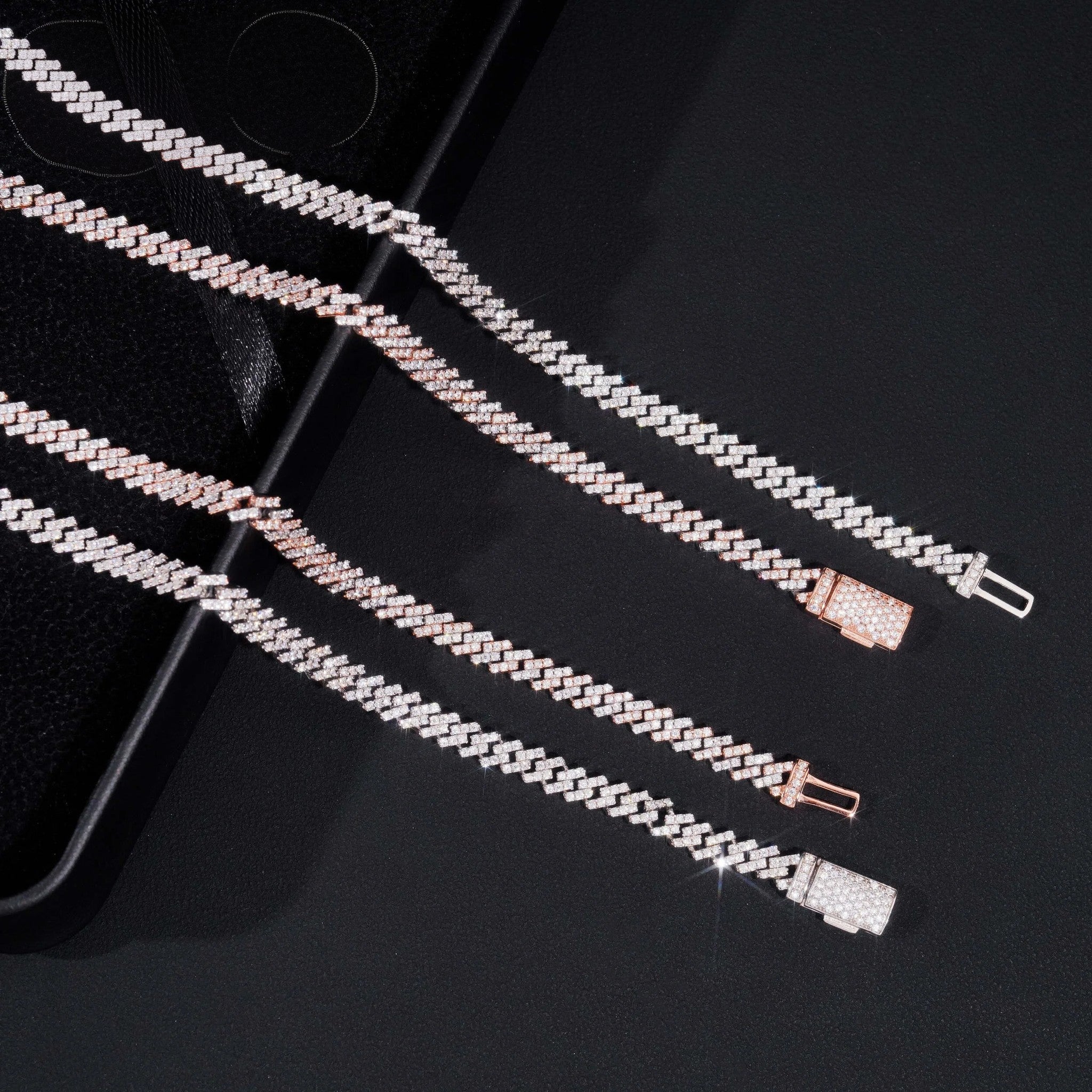 Pass Diamond Tester Iced Out One Row Hip Hop Thin 5mm Width 925 Sliver Moissanite Cuban Link Chain