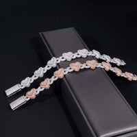 Heart Mixed Infinity Shape Mossanite Bracelet VVS Moissanite 925 Sterling Silver Ice Out Diamond Mossanite Cuban Link Chain