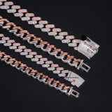Hot Sell Men Necklace Sterling Silver 10MM 13MM Three Rows Rose Gold Cuban Link Chain Iced Out VVS Moissanite Diamond Necklace