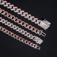 Hot Sell Men Necklace Sterling Silver 10MM 13MM Three Rows Rose Gold Cuban Link Chain Iced Out VVS Moissanite Diamond Necklace