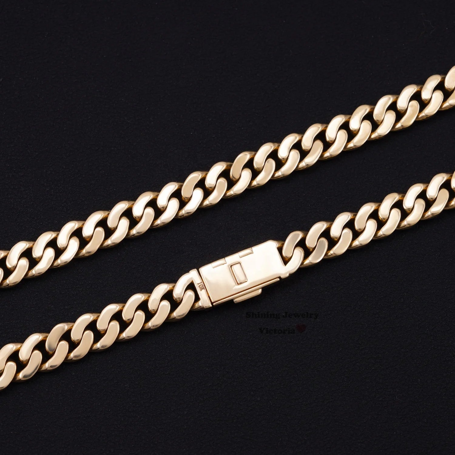 Plain Cuban Necklace Unisex Necklace Jewelry 8MM 22" 68.4 Gram 10K Solid Real Gold Cuban Link Chain