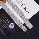 High Quality Heavy Hip Hop 15mm Width 925 Silver VVS Moissanite Iced Out Cuban Link Chain