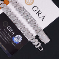 High Quality Heavy Hip Hop 15mm Width 925 Silver VVS Moissanite Iced Out Cuban Link Chain