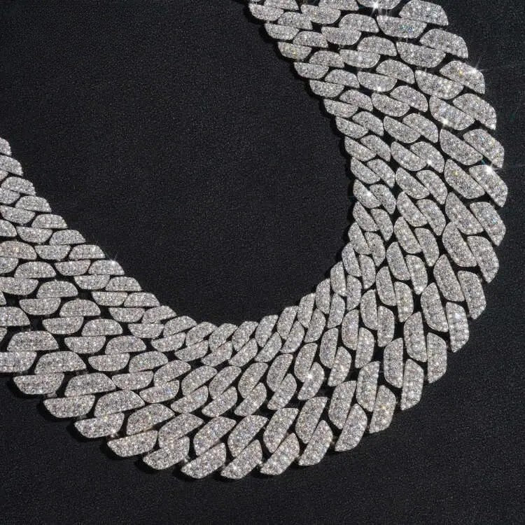 Hot Sale Rise up Moissanite Chain Pass Diamond Tester Diamonds 925 Sterling Silver Gold Plated Cuban Link Chain