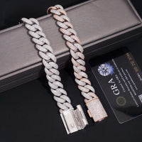 Rapper Jewelry Hip Hop Mens 15mm Iced Out 925 Sterling Silver Two Tone Moissanite Cuban Bracelets