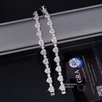 New Iced Out 925 Sterling Silver Heart Shape Moissanite Bracelet Trendy Men Hip Hop Jewelry Moissanite Cuban Link Chain