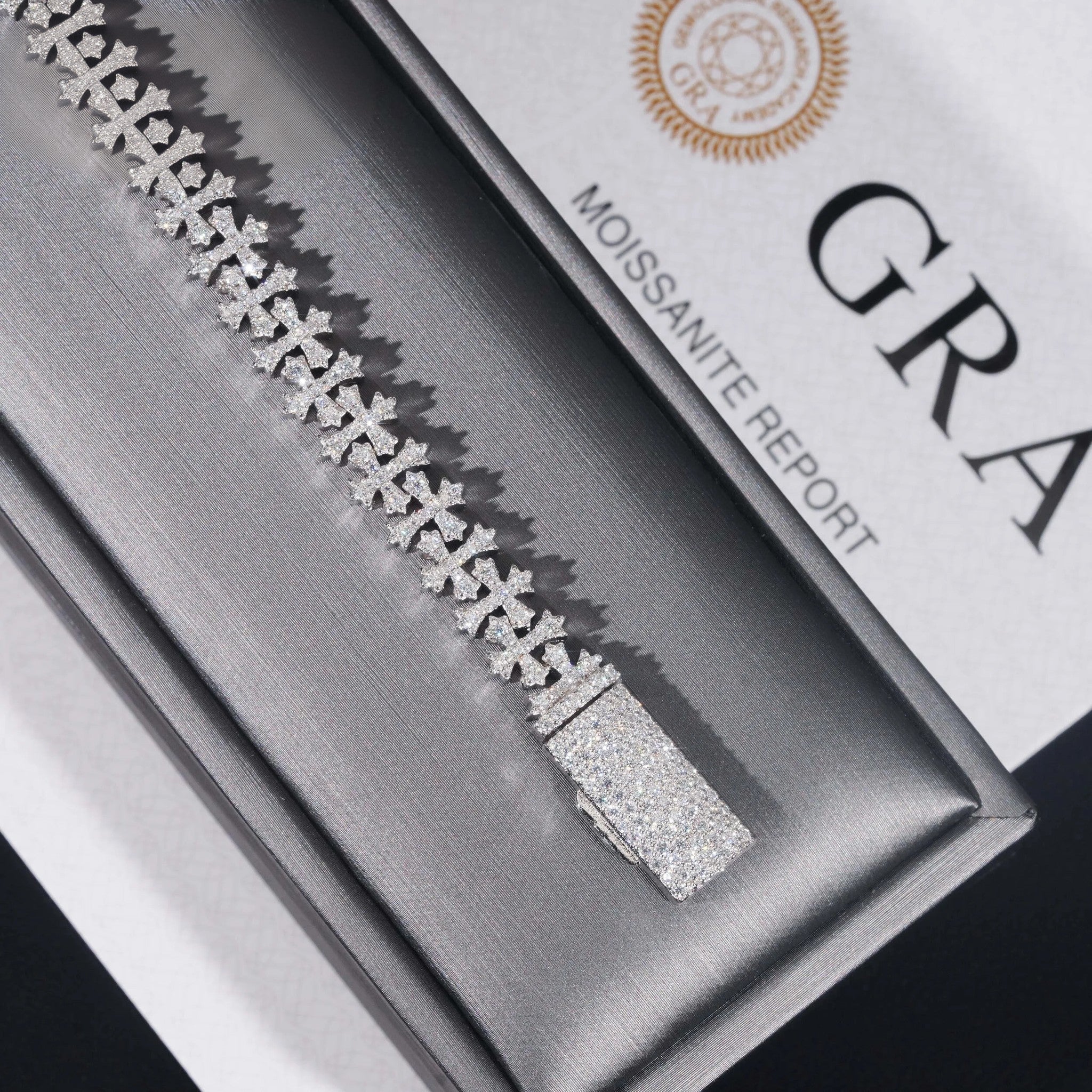 Luxury Small Size Cross Cuban Link Chain Sterling Silver 925 Moissanite Cross Bracelets Hip Hop Men's Jewelry