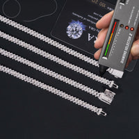 Hot Sale RTS Cuban Chain 5mm ONE ROW Moissanite Pass Diamond Tester 925 Silver Gold Plated Cuban Link Chain Fine Jewelry