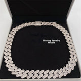 Fine Jewelry Luxury Hip Hop 18mm Iced Out Heavy 925 Silver Moissanite Diamond Cuban Link Chain
