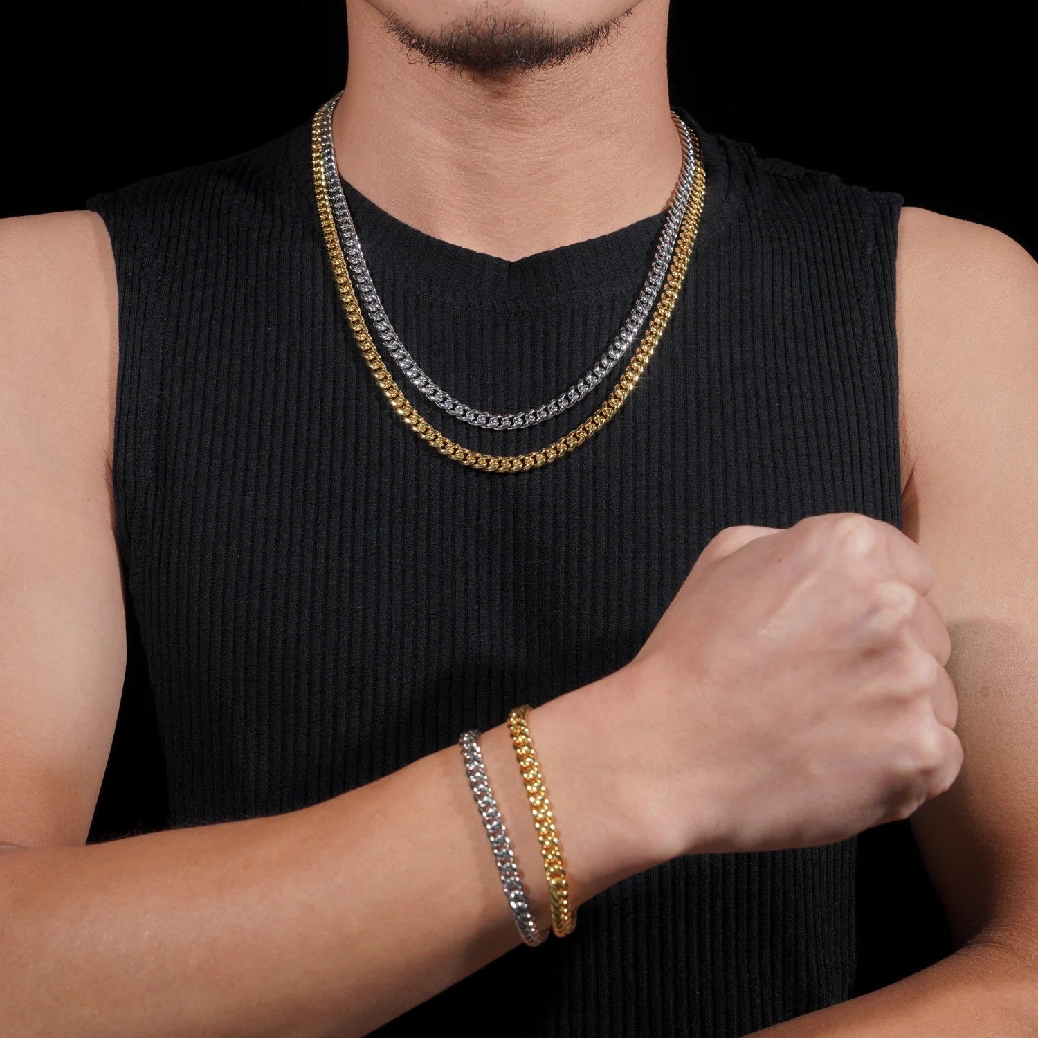New Stocks Factory Price Hip Hop Jewelry 6mm Solid 925 Sterling Silver Moissanite Lock Stainless Steel Cuban Link Chain