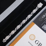 Real 925 Sterling Silver Gold Plated Hip Hop VVS Lab Diamond Moissanite Infinity Cat Eye Cuban Link Chain Bracelet