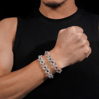 Ready to Ship 13MM Width Solid Sterling Silver 925 Gold Plated Hip Hop VVS Moissanite Infinity Cuban Link Chain Bracelet
