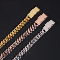 Promotion Factory Price Hip Hop Jewelry 12mm Solid 925 Sterling Silver Gold Plated GRA VVS Iced Out Moissanite Cuban Link Chain