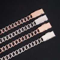 RTS Factory Hip Hop Jewelry 13mm Raised Stones Solid 925 Sterling Silver Gold Plated Iced Out Moissanite Miami Cuban Link Chain