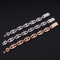 New Arrivals Iced Out Royal Blue Pink Marquise Hip Hop Infinity 16.5mm 925 Sliver VVS Moissanite Bracelet