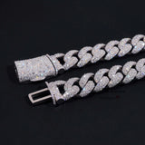 Rapper Hip Hop Jewelry Prong Setting GRA 925 Sterling Silver White Gold Plated Miami Moissanite Diamond 20MM Mosaic Cuban Chain