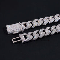 Rapper Hip Hop Jewelry Prong Setting GRA 925 Sterling Silver White Gold Plated Miami Moissanite Diamond 20MM Mosaic Cuban Chain