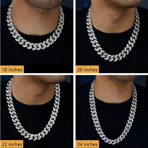 Rapper Hip Hop Jewelry 16mm 5 Rows Stones Solid 925 Sterling Silver Gold Plated Iced Out Moissanite Miami Cuban Link Chain