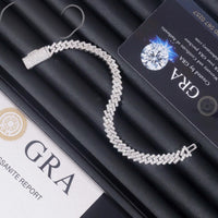 Single Row Moissanite 7mm Iced Out Cuban Necklace & Bracelet VVS Moissanite 925 Sterling Silver Miami Cuban Link Chain