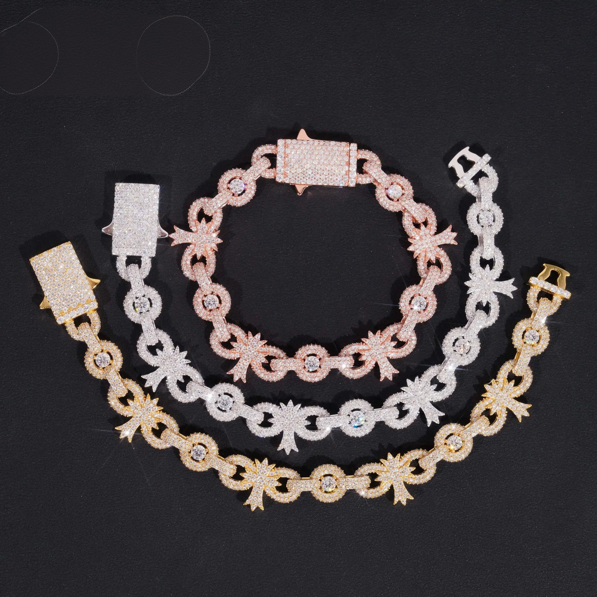 Pass Diamond Tester 925 Sterling Silver Hip Hop Iced Out Cross Infinity Cuban Link Moissanite Diamond Bracelet