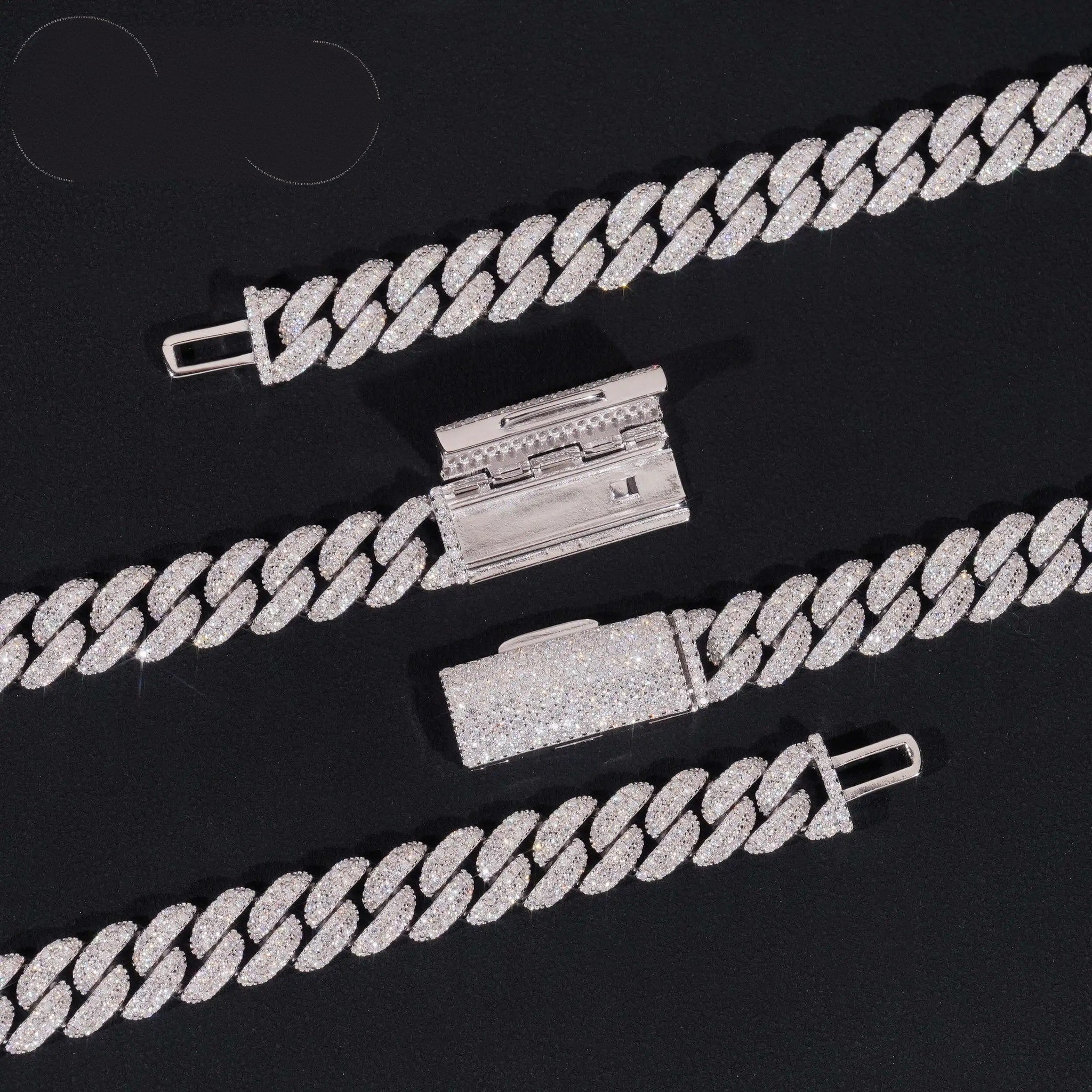 Factory Price Hip Hop Jewelry 10mm Solid 925 Sterling Silver Gold Plated GRA VVS Iced Out Moissanite Miami Cuban Link Chain