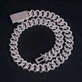 Hip Hop Miami Necklace 4 Rows Diamond Iced Out 925 Sterling Silver 20mm Moissinite Cuban Link Chain
