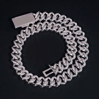 Hip Hop Miami Necklace 4 Rows Diamond Iced Out 925 Sterling Silver 20mm Moissinite Cuban Link Chain