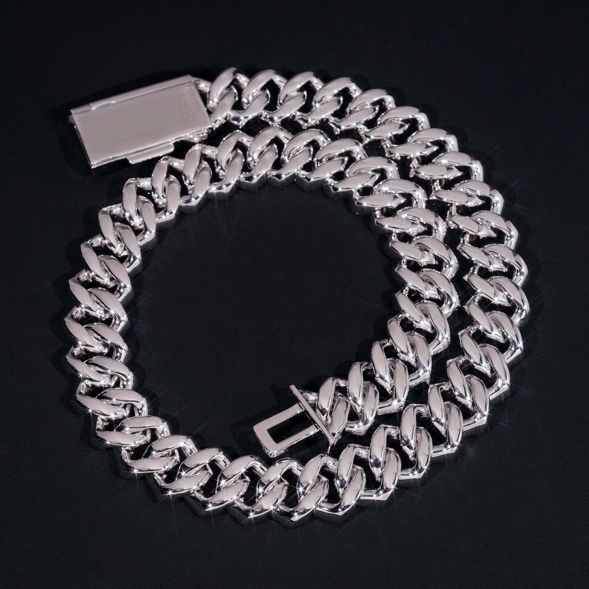 Hip Hop Miami Necklace 4 Rows Diamond Iced Out 925 Sterling Silver 20mm Moissinite Cuban Link Chain