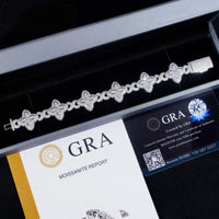 Hot Selling Hip Hop Style Rapper 925 Sterling Silver Men Infinity Cuban Link Moissanite Clover Bracelet