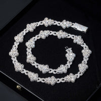 New Arrival VVS Moissanite Necklace Solid 925 Silver Cuban Link Hip Hop Jewelry Iced Out Flower Cross Link Cuban Necklace