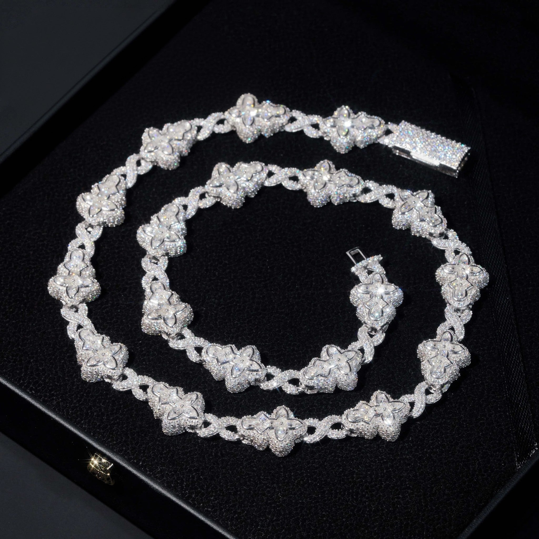 New Arrival VVS Moissanite Necklace Solid 925 Silver Cuban Link Hip Hop Jewelry Iced Out Flower Cross Link Cuban Necklace