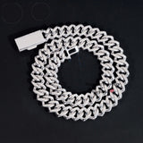 Custom Name Lock 18MM White Gold Plated Baguette Design Hiphop Cuban Link S925 VVS Moissanite Diamond Cuban Chain Men's Necklace