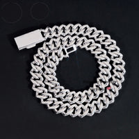 Custom Name Lock 18MM White Gold Plated Baguette Design Hiphop Cuban Link S925 VVS Moissanite Diamond Cuban Chain Men's Necklace