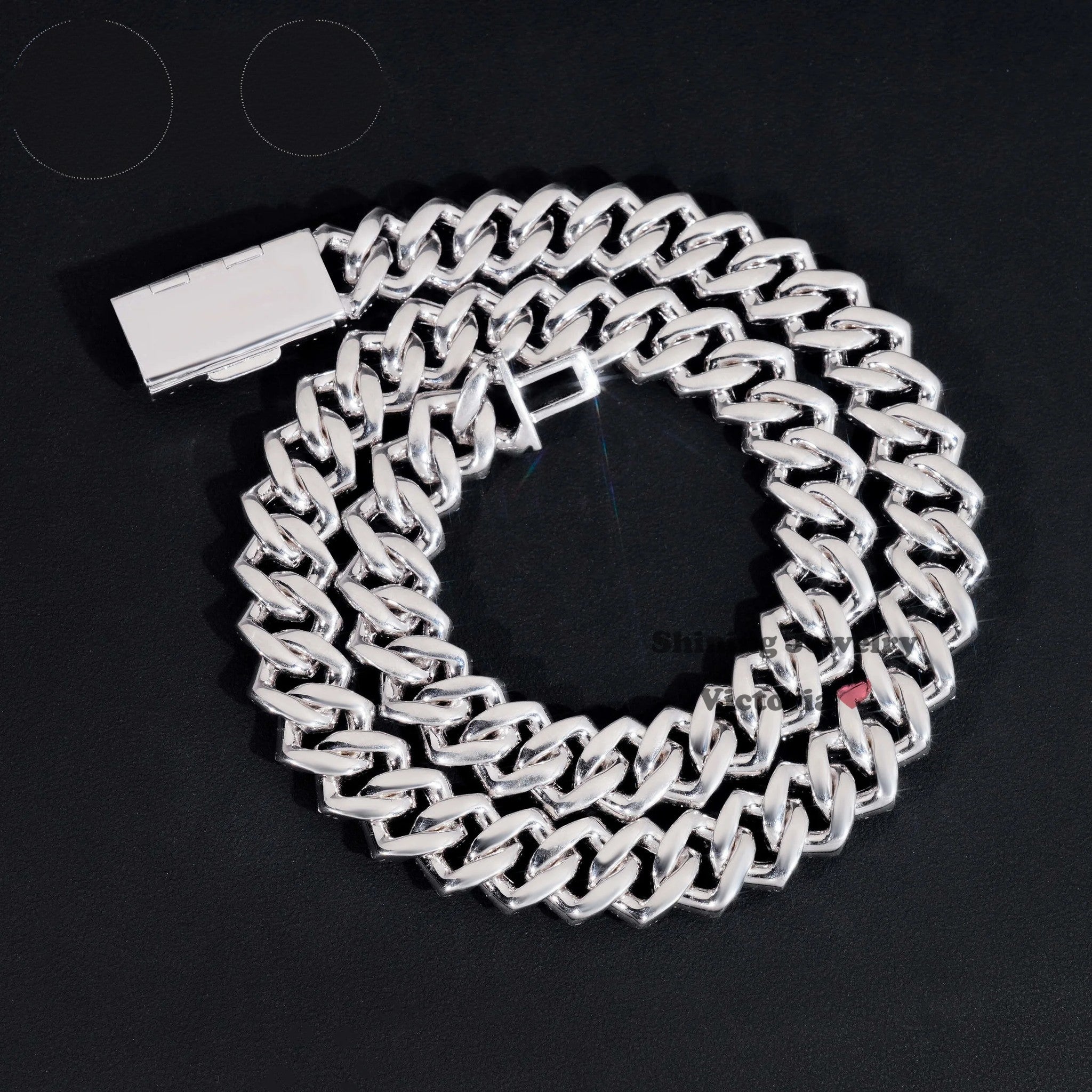 Custom Name Lock 18MM White Gold Plated Baguette Design Hiphop Cuban Link S925 VVS Moissanite Diamond Cuban Chain Men's Necklace