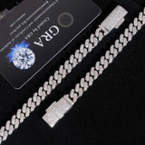 Hot Selling 925 Sterling Silver 8mm Width 2 Row Hip Hop Iced Out Moissanite Cuban Link Bracelet