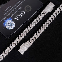 Hot Selling 925 Sterling Silver 8mm Width 2 Row Hip Hop Iced Out Moissanite Cuban Link Bracelet