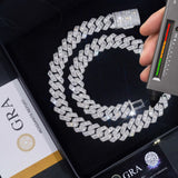 Pass Diamond Tester Rapper Jewelry Iced Out Baguette 18MM 925 Silver Hip Hop Moissanite Cuban Link Chain