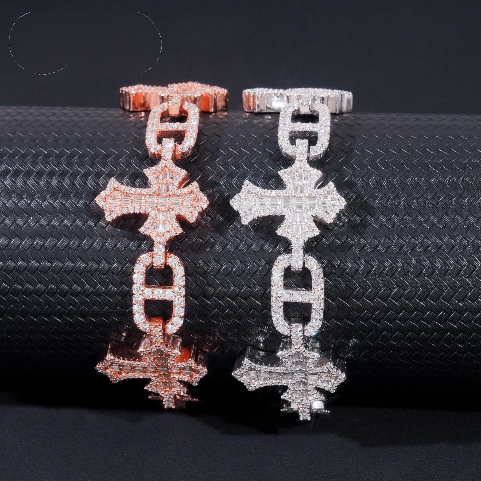 Fashion Hip Hop Style New Design 925 Sterling Silver Iced Out Cross Infinity Moissanite Men Bracelet