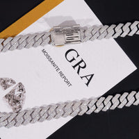 Hot Sale Hip Hip Jewelry GRA Certificate 14mm Three Row 925 Silver Moissanite Iced Out Cuban Link Chain