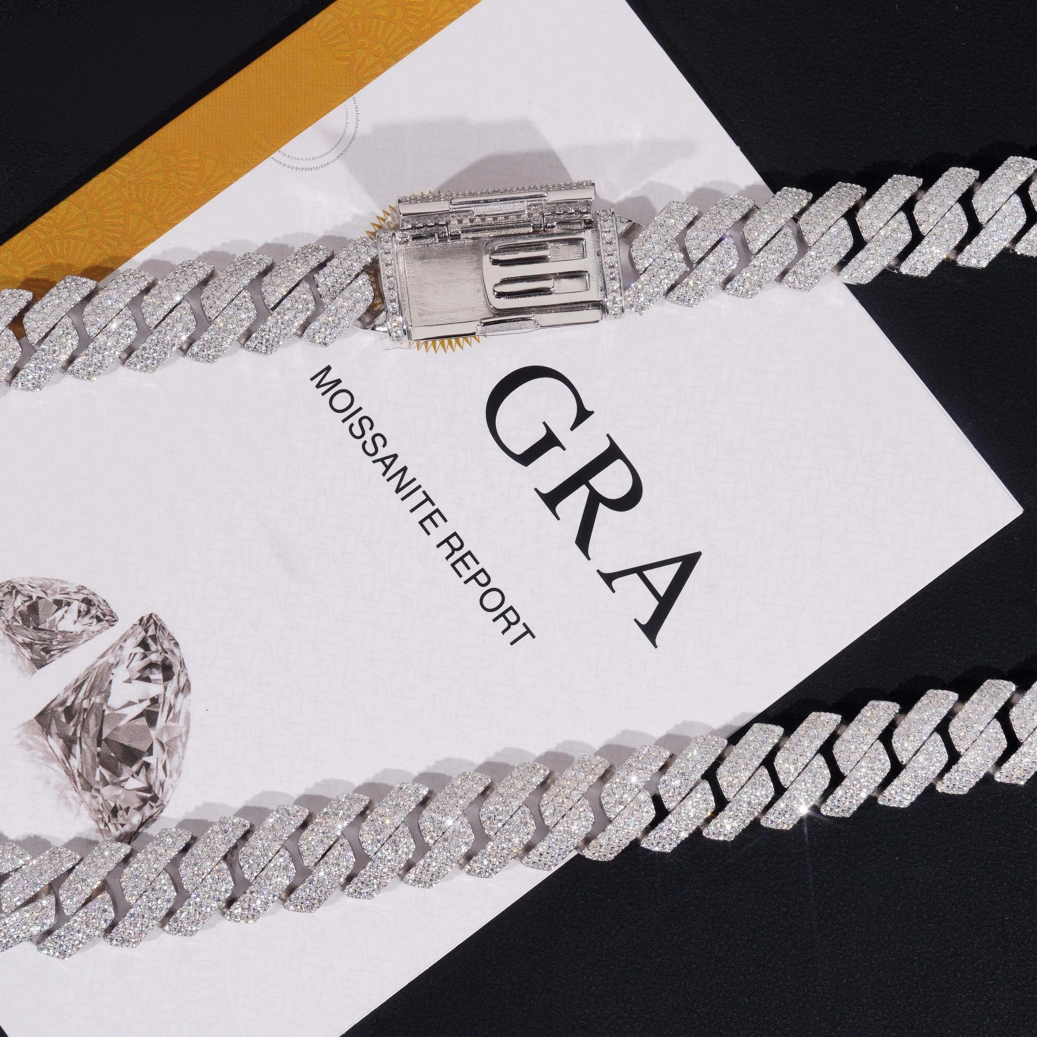 Hot Sale Hip Hip Jewelry GRA Certificate 14mm Three Row 925 Silver Moissanite Iced Out Cuban Link Chain