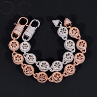 Fully Iced Out Bezel Setting 2ct Center Stone 14mm Width Hip Hop 925 Silver Men VVS Moissanite Bracelet