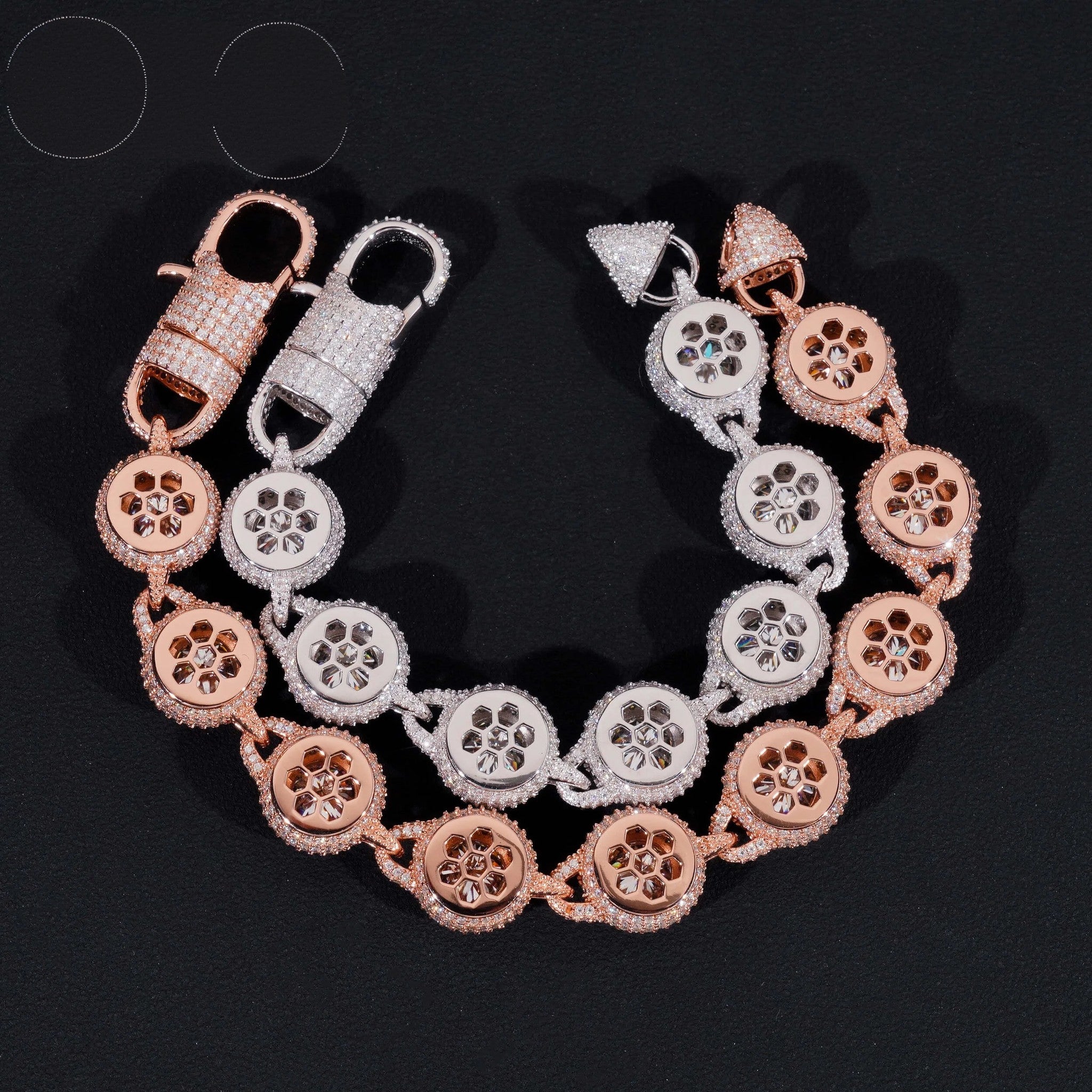 Fully Iced Out Bezel Setting 2ct Center Stone 14mm Width Hip Hop 925 Silver Men VVS Moissanite Bracelet