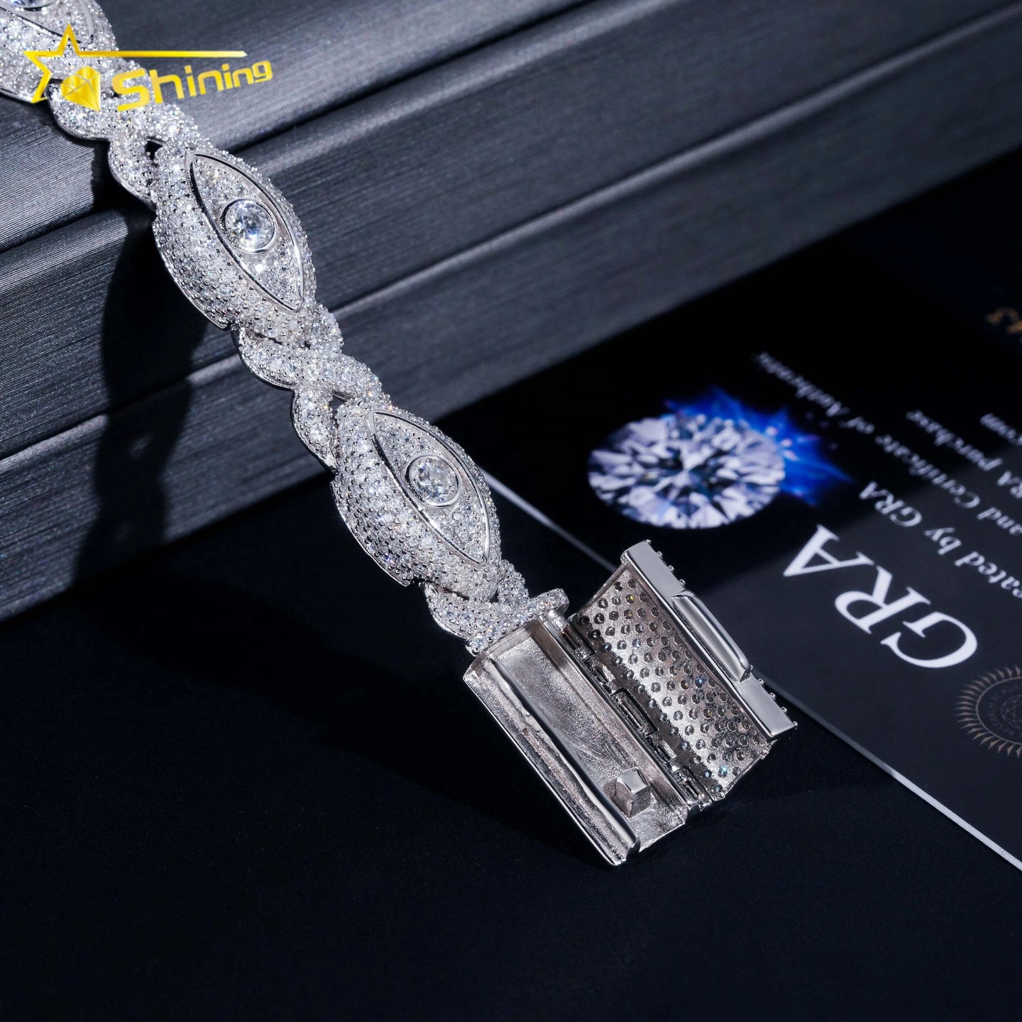 Pass Diamond Tester Silver 925 Gold Plated Hip Hop Jewelry Custom Mens Eye Bracelet VVS Moissanite Cuban Bracelet