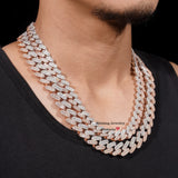 Hot Sell Men Necklace Sterling Silver 10MM 13MM Three Rows Rose Gold Cuban Link Chain Iced Out VVS Moissanite Diamond Necklace